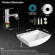 Plantex Ceramic Basin with Stainless Steel Pillar Cock/Wall Hung Basin/Deck Mount Tap/Basin for Bathroom - (Plano - Combo)