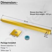 Plantex 24-Inch Shower Arm for Overhead Shower/Stainless Steel Shower Pipe/Wall Mount Bathroom Fitting with Â½-Inch Thread - Pack of 1 (Gold)
