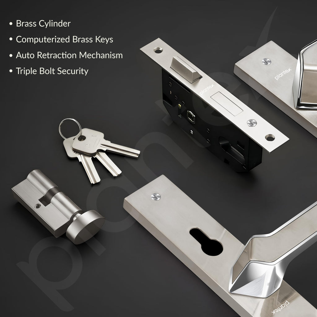 Plantex Heavy-Duty Door Lock/Door Handle Set with 3 Years of Warranty ...