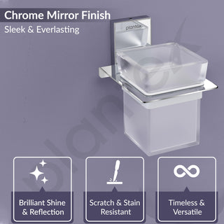 Plantex 304 Grade Stainless Steel Glass Tumbler Holder/Toothbrush Holder for Bathroom/Bathroom Accessories - Crystal (Chrome)