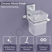 Plantex 304 Grade Stainless Steel Glass Tumbler Holder/Toothbrush Holder for Bathroom/Bathroom Accessories - Crystal (Chrome)