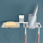 Plantex Iris 304 Grade Stainless Steel 2in1 Soap Holder With Tumbler Holder/Bathroom Accessories