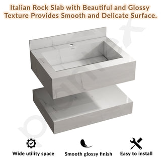 Plantex Slab Tile Vanity/Floating Vanity with Washbasin for Bathroom/Wall Mount Cabinet with Basin - (24 x 18 inch, ED-07 - Marble Finish)