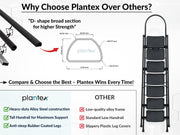 Plantex Hercules Pro 7-Step Foldable Ladder for Home with 150 kg Load Capacity/Heavy-Duty GI Steel Ladder/Anti-Slip Wide Step/Strong, Stable & Multi-Purpose (Black)