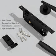 Plantex Door Lock for Home/Main Door Lock Set/Mortise Lock Set with Brass Lock Body & Cylinder - Pack of 1 (7135, Z-Black)