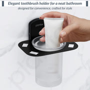 Plantex 304 Grade Stainless Steel Glass Tumbler Holder/Tooth Brush Holder for Bathroom/Bathroom Accessories - Pack of 1 (Parv-Black)
