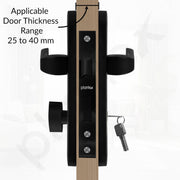 Plantex Heavy-Duty Door Lock Handle Set for Home/ 6-Lever Lock Mechanism with 3 Years of Warranty by Plantex/Mortise Lock with 3 Keys, Brass Lockbody & Cylinder (8132 - Z-Black)