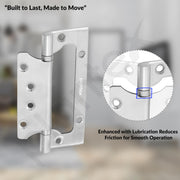 Plantex Butterfly Hinges for Door/Stainless Steel Door Hinges/5 Inch x 14 Gauge Hinge/2.5 mm Hinges for Home/Office/Hotel/Non-Mortise Hinge - Pack of 4 (Chrome)