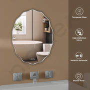 Plantex Frameless Oval Mirror for Wall/Mirror with Beveled Smooth Edges/Mirror for Bathroom/Dressing Room/Living Room/Bedroom/Entryway - (15 X 18 Inch)