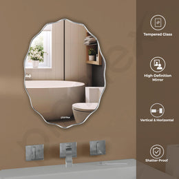 Plantex Frameless Oval Mirror for Wall/Mirror with Beveled Smooth Edges/Mirror for Bathroom/Dressing Room/Living Room/Bedroom/Entryway - (15 X 18 Inch)