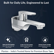 Plantex Pure Brass Bib Cock for Bathroom with Water-Saving Aerator/Wall Mount Bib Tap with Wall Flange & Teflon Tape/Tap for Bathroom (ORN-201-Chrome Finish)