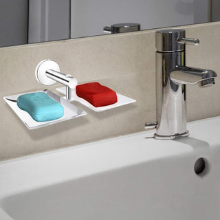 Plantex Brezza Stainless Steel Double Soap Dish Stand for Bathroom & Kitchen/Soap Dish/Bathroom Accessories - Chrome (Pack of 1)