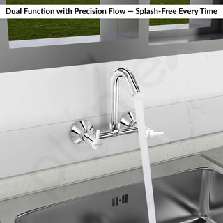 Plantex Sink Mixer for Kitchen/Hot & Cold Water Mixer with Teflon Tape & Wall Flange - Pack of 1 (Rio, Chrome)