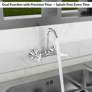 Plantex Sink Mixer for Kitchen/Hot & Cold Water Mixer with Teflon Tape & Wall Flange - Pack of 1 (Rio, Chrome)