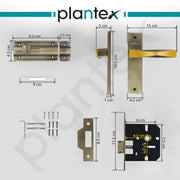 Plantex Heavy Duty Door Lock ÃƒÂ¢Ã¢â€šÂ¬Ã¢â‚¬Å“ Bathroom Door Lock/Mortise 8inch Keyless Plate Handle Set for Home/Bathroom/Store Room/Balcony/Office with Baby Latch (8085, Brass Antique & PVD Gold)
