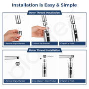 Plantex Tap Extension for Kitchen Sink/360° Swivel Kitchen Sink Faucet Aerator/3 Anti-Splash Modes Sprayer/Upto 70% Water Saving - Pack of 1 (Chrome)