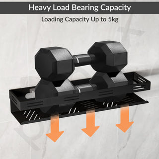 Plantex No Drill Bathroom Shelves/Stainless Steel Self Adhesive Shelf for Bathroom/Wall Shelf for Kitchen/Bathroom Shelf- Pack of 2 (16 x 4 Inch - Black)