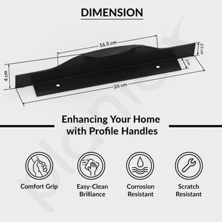 Plantex Profile Handle for Kitchen Cabinet/10 Inch Alluminium Drawer Profile Handle/Wardrobe Pull Handle for Home/Office/Hotel - Pack of 1 (Black)