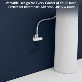 Plantex Pure Brass Angular Stop Cock/Stop Cock for Bathroom/Angular Valve for Wash Basin Connection with Brass Wall Flange & Teflon Tape - Pack of 1 (3505, Chrome)