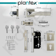 Plantex Triple Security Door Lock for Home/Main Doorlock Set with 3 Years of Warranty/Mortise Locks for Door with Brass Lock Body & Cylinder(7086 - Satin White & Chrome)