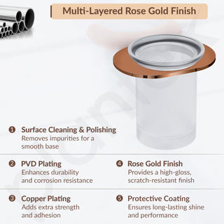 Plantex Smero Pure Brass Tooth Brush Holder/Tumbler Holder/Toothpaste Holder/Bathroom Accessories - Smart (PVD Rose Gold)