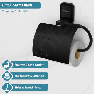 Plantex 304 Grade Stainless Steel Tissue/Toilet Paper roll Holder Stand for washroom/Bathroom Accessories - Cute (Black)
