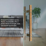 Plantex 12 Inch Main Door Handle/Stainless Steel & Wooden Door Handle/Pull-Push Handle for Door/Office & Hotel - Pack of 1 (DTMD-428, Brass Antique & Wood)