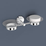 Plantex 304 Grade Stainless Steel Twin/Double Soap Holder Stand for Bathroom and Wash Basin/Bathroom Accessories - Oreo (Chrome)