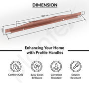 Plantex Profile Handle for Kitchen Cabinet/18 Inch Aluminium Drawer Profile Handle/Wardrobe Pull Handle for Home/Office/Hotel - Pack of 3 (Rose Gold)