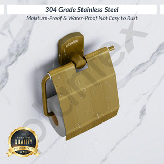 Plantex 304 Stainless Steel Tissue Paper Roll Holder for Bathroom/Toilet Paper Stand for Washroom/Toilet Paper Holder for Bathroom Accessories - Parv (Brass Antique)