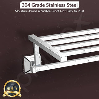 Plantex 304 Grade Stainless Steel Towel Rack for Bathroom/Towel Stand/Hanger/Bathroom Accessories - Pack of 1, Squaro (24 inch - Chrome)