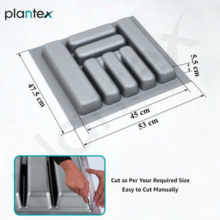 Plantex Cutlery Tray for Kitchen Drawer/Cutlery Cosmetic Stationary Organizer/Cabinet Cutlery Tray Organizer for Modular Kitchen - (Grey-21 X 18.5 INCH)
