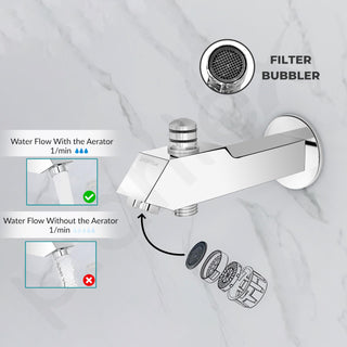 Plantex Pure Brass Bathtub Spout with Button Attachment for Hand Shower with Water Saving Aerator with Teflon Tape and Wall Flange/Spout with Button-(PRI-322-Chrome)