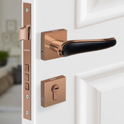 Plantex Main Door Lock/Mortise Lock for Doors - Robust Door Handle for Home with Brass Locks Body & Cylinder (PT-014, Rose Gold & Black)