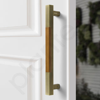 Plantex 280 Premium 12-inch Door Pull-Push Main Door Handle for Glass Door/House/Hotel/Office Door Hardware (Brass Antique & Wood Finish)