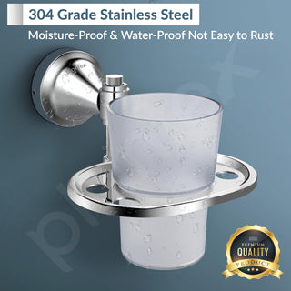 Plantex 304 Grade Stainless Steel Tumbler Holder/Tooth Brush Holder/Tumbler Stand for Bathroom Accessories - Niko (Chrome)