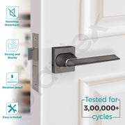 Plantex Premium Heavy-Duty Mortise Door Lock Handle Set for Bathroom/Store Room/Balcony/Office with Baby Latch and Push-Pull Handle - Weatherproof and Keyless (Satin Black-Matt) - Pack of 1
