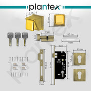 Plantex Heavy Duty Door knob Lock/Stainless Steel Main Door Mortise Lock Handle/Handle Set for Home/Office/Door (Gold & Brass Antique)