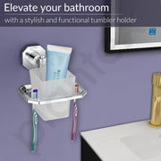 Plantex 304 Grade Stainless Steel Toothbrush Holder and Tumbler Holder for Bathroom and WashBasin Bathroom Accessories - Nipron (Chrome)