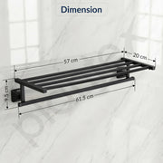 Plantex 304 Grade Stainless Steel 24-inch Bathroom Towel Hanger/Towel Rack/Towel Stand/Holder/Bathroom Accessories - Squaro (Black)
