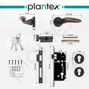 Plantex Door Lock for Home/Main Door Lock Set/Mortise Lock Set with Brass Lock Body & Cylinder - 3 Years of Warranty (7134, Grey & PVD Choco)