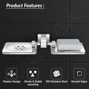 Plantex 304 Grade Stainless Steel Double Soap Holder/Soap Stand/Wall Mounted Items for Bathroom Accessories - Splash (Chrome)