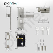 Plantex Stainless Steel Door Lock Handle Set/6-Lever Lock Mechanism with 3 Years of Warranty/Mortise Lock with 3 Keys, Brass Lock Body & Cylinder - (DTM-661, Matt)