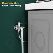 Plantex Two Way Bib Cock Tap with Water Saving Nozzle Attachment/Compatible for Washing Machine/2 in 1 Bib Tap with Wall Flange and Teflon Tape-(MKS-1275-Chrome)