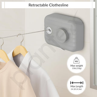Plantex Retractable Single Row Clothesline/Indoor - Outdoor Clothesline/Lockable Cloths Line - Approx 4.1 Meter (13.45 ft.) - (25 kg Capacity) (Grey)
