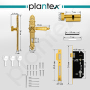 Plantex Main Door Lock Handle Set/6-Lever Lock Mechanism with 3 Years of Warranty/Mortise Door Lock with 3 Keys, Brass Lockbody & Cylinder(657- Gold)