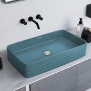 Plantex Ceramic Designer Washbasin for Bathroom/Countertop Bathroom Basin/Rectangle Tabletop Wash Basin for Restaurant/Hotel (Harmony Blue - 26 x 15 x 5 Inch)