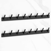 Plantex Wall Hooks for Hanging Cloth/Stainless Steel Towel Hangers/Bathroom Robe Hooks/Door Hangers/Round Wall Hook/Hook Rail for Hanging Keys - 8 Hooks (Pack of 2, Z-Black)