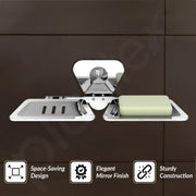 Plantex Stainless Steel Chrome Finish Double Soap Dish Stand for Bathroom/wall mounted soap holder - Bathroom Accessories