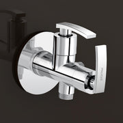 Plantex Pure Brass Angle Valve 2 in 1 with Teflon Tape Brass Wall Flange/Angle Cocke for Bathroom -(COL-1008-Chrome Finish)